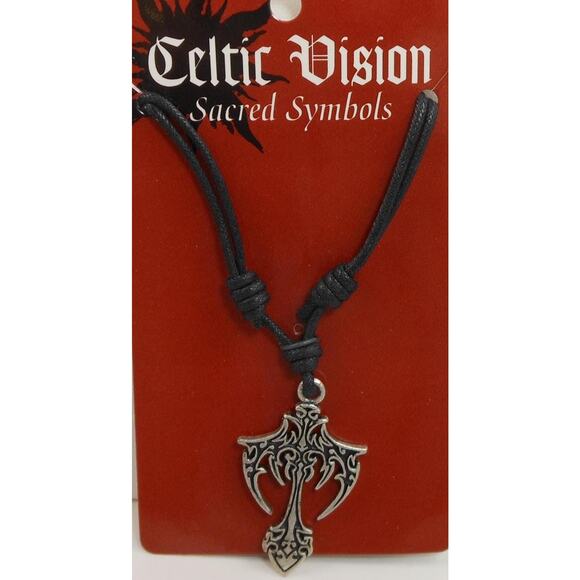 Vintage Celtic Cross Pendant Necklace 24" Adjustable Sacred Symbols NOS - Picture 3 of 10